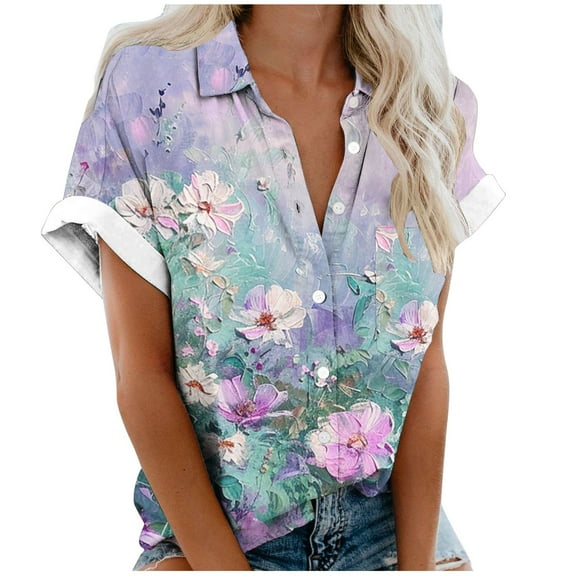 Otaozi Cute Summer Tops For Women Y2K Boho Womens Trendy Tops 2025 Plus Size Blouses For Women 4X-5X Black Women'S Clothing Plus Size Outfits