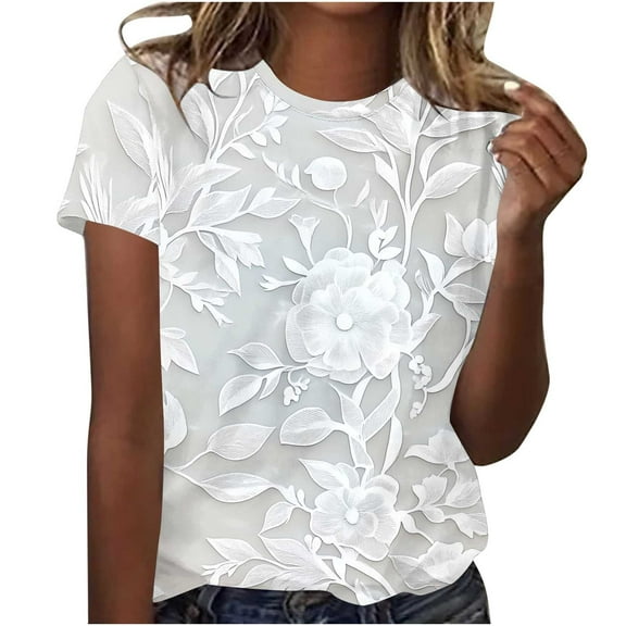 Otaozi Summer Tops For Women With Sleeves Womens Tops Dressy Casual Summer 2025 Plus Size Blouses For Women 4X-5X Cotton Beach Vacation Outfits Plus Size Women