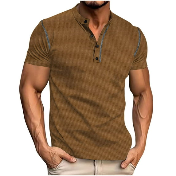 Otaozi True Classic Tees Men Red, 50/50 Polyester Cotton Blend T Shirts Mens Tall Mens Tops Casual Summer Tunic Mens Short Sleeve Dress Shirts Cotton Today Deals