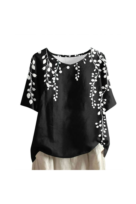 Womens Summer Tops Casual Dressy Womens Plus Size Tops Short Sleeve Cotton Blouses For Women Dressy Casual Sexy Plus Size Women'S Clothing Plus Size Outfits