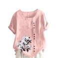 thumbnail image 1 of Otaozi Womens Summer Tops With Sleeves And Buttons Womens Tops Dressy Casual Short Sleeve V Neck Blouses For Women Casual Clearance Summer Beach Clothes For Women 2025 Clearance Sale, 1 of 1