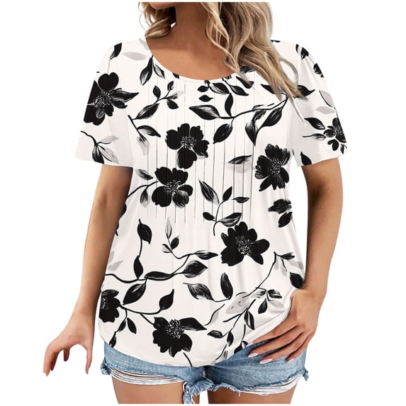 Otaozi shirts for women plus size graphic womens plus size tops short sleeve cotton womens spring tops trendy plus size blouses for women business casual