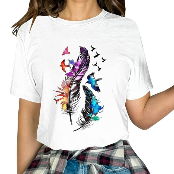 Otaozi t shirts for women loose fit cotton womens tops trendy summer cute summer tops for women y2k boho petite blouses for women size xs