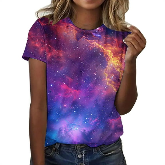 Otaozi t shirts for women cotton graphic womens tops dressy casual sexy 3/4 sleeve spring tops for women 2025 trendy plus size petite blouses for women size petite cropped