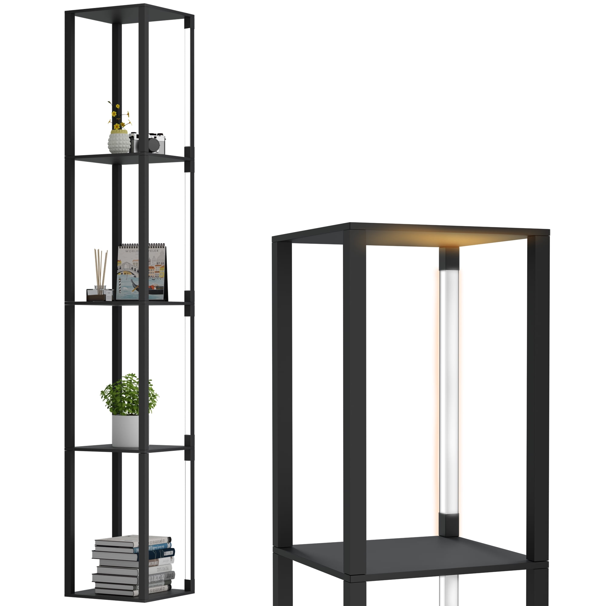 Otdair LED Wood Shelf Floor Lamp, for Living Room and Bedroom, Modern