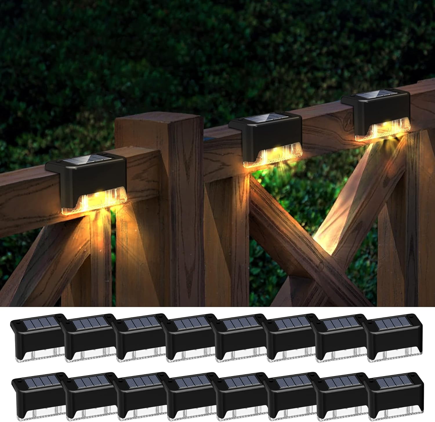 Warm White Solar Powered Waterproof LED Deck Lights Multipack