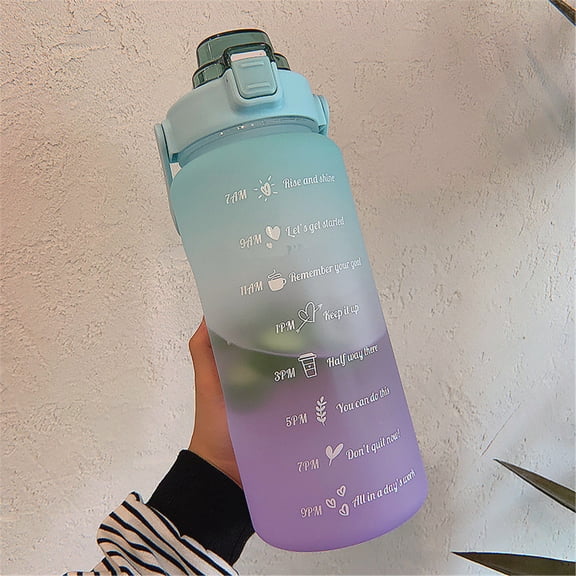 Otemrcloc 2L Sports Straw Water Bottle with Stickers Portable Large Capacity Fitness Bike Cup Summer Ice Cold Water Jug with Time Marker 2023 one Size - Best Gift