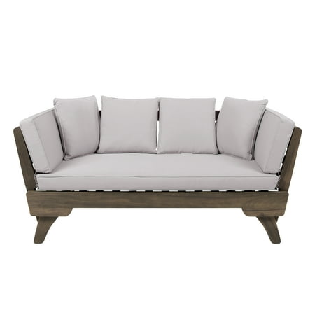 Othello Outdoor Grey Finished Acacia Wood Daybed with Water Resistant Cushions
