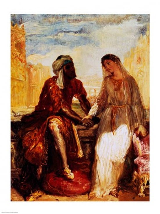 Othello and Desdemona in Venice 1850 Canvas Art - Theodore Chasseriau (18 x 24)