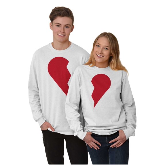 Other Half Heart Cute Matching Set Plus Size Long Sleeve Graphic Tee Shirt Brisco Brands 2X