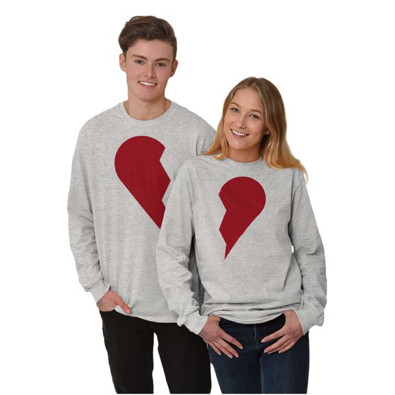 Other Half Heart Cute Matching Set Plus Size Long Sleeve Graphic Tee Shirt Brisco Brands 3X