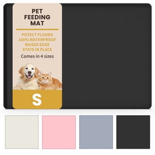 OTHER LOVE 18.5"x11.5" Silicone Pet Food Mat, Waterproof Non-Slip Dog Cat Bowl Mat with Raised Edge, Black