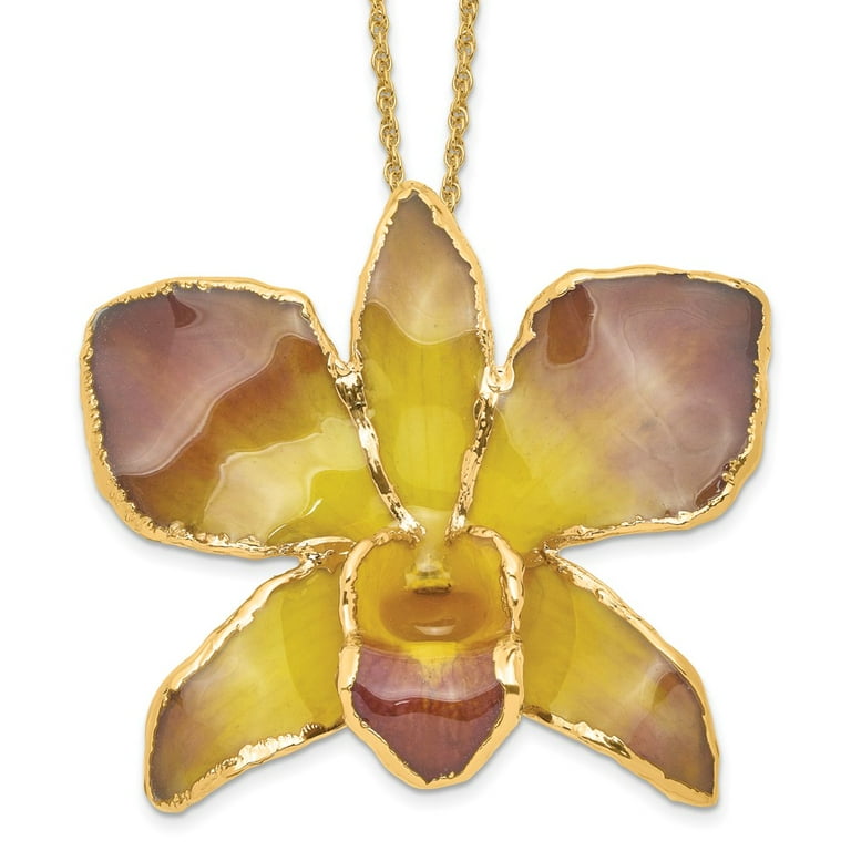 Lacquer Dipped 24k Gold Trimmed Lavender Dendrobium Orchid 20 Lacquer Dipped 24k Gold Trimmed Lavender Dendrobium Orchid 20
