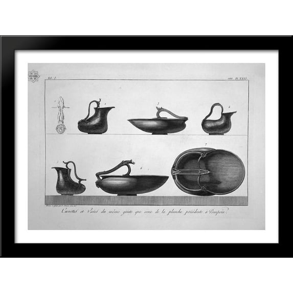 Other similar basins, found in Pompeii 38x28 Large Black Wood Framed Print Art by Giovanni Battista Piranesi