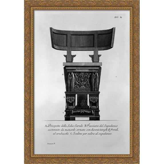 Other statement of the curule chair, already illustrated in the preceding tables 28x40 Large Gold Ornate Wood Framed Canvas Art by Giovanni Battista Piranesi