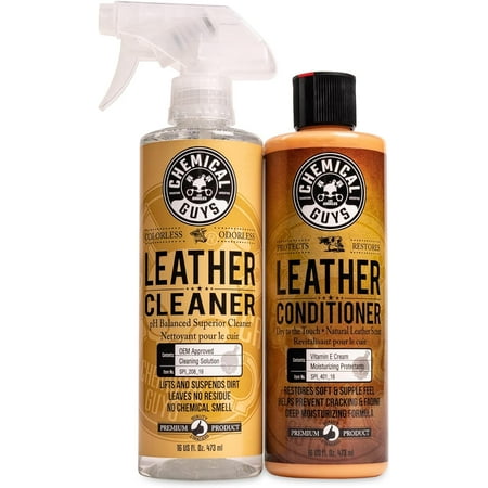 Chemical Guys SPI_109_16 Leather Cleaner and Leather Conditioner Kit for Use on Leather Apparel, Furniture, Car Interiors, Shoes, Boots, Bags & More (2 - 16 fl oz Bottles)