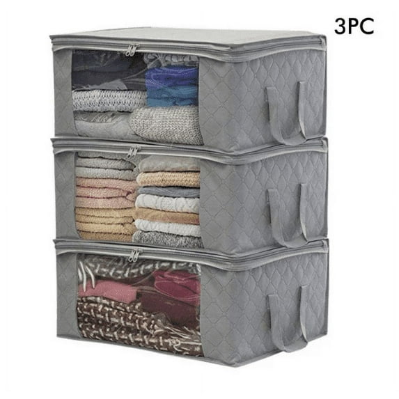 Otherside Large Capacity Foldable Clothes Storage Bag Organizer, Gray