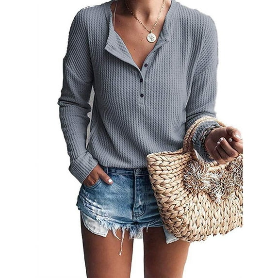 Otherside Women's Button Down Knit Blouse, Long Sleeve Lightweight Top, Sizes S-2XL