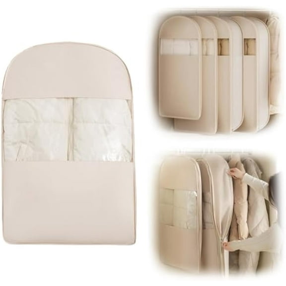 Otherwisie Hanging Garment Bag, Otherwisie 2025 Space Saving Hanging Garment Bag with Self Compression Zipper (Beige, M)