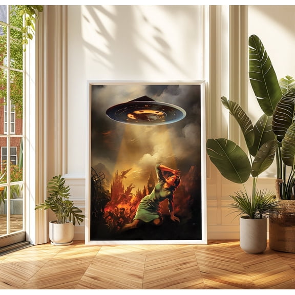 Otherworld Ufo Surreal Art Print Vintage Style Retro Fantasy Wall Decor Surreal Art Fantasy Print Ufo Retro Wall Art Wall Art, Modern Wall Decor, 12x18 UNFRAMED