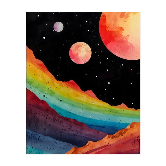 Otherworldly Spectrum - Painting Space Surrealism Watercolor Cosmic Fantasy Astronomy Abstract Unframed Wall Art Print 8 x 10 inches