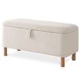 thumbnail image 1 of 39.5" Boucle Storage Ottoman Bench with Wood Legs for Living Room Bedroom Foot Rest End of Bed, White, 1 of 10