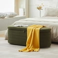 thumbnail image 1 of Comfort Stretch 45x16.5 Inch Green Teddy Storage Ottoman Bench,Oval Footrest with Anti-Slip Legs, 1 of 8