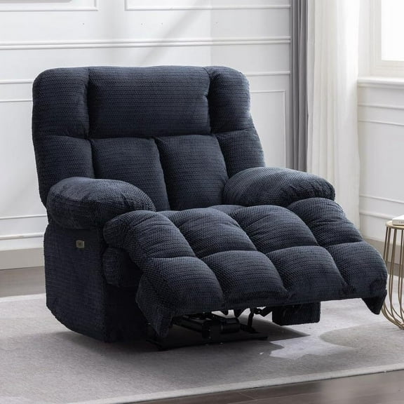 Othniel Oversized Power Zero Gravity Recliner Large Electric Reclining Chair for Big Man Blue