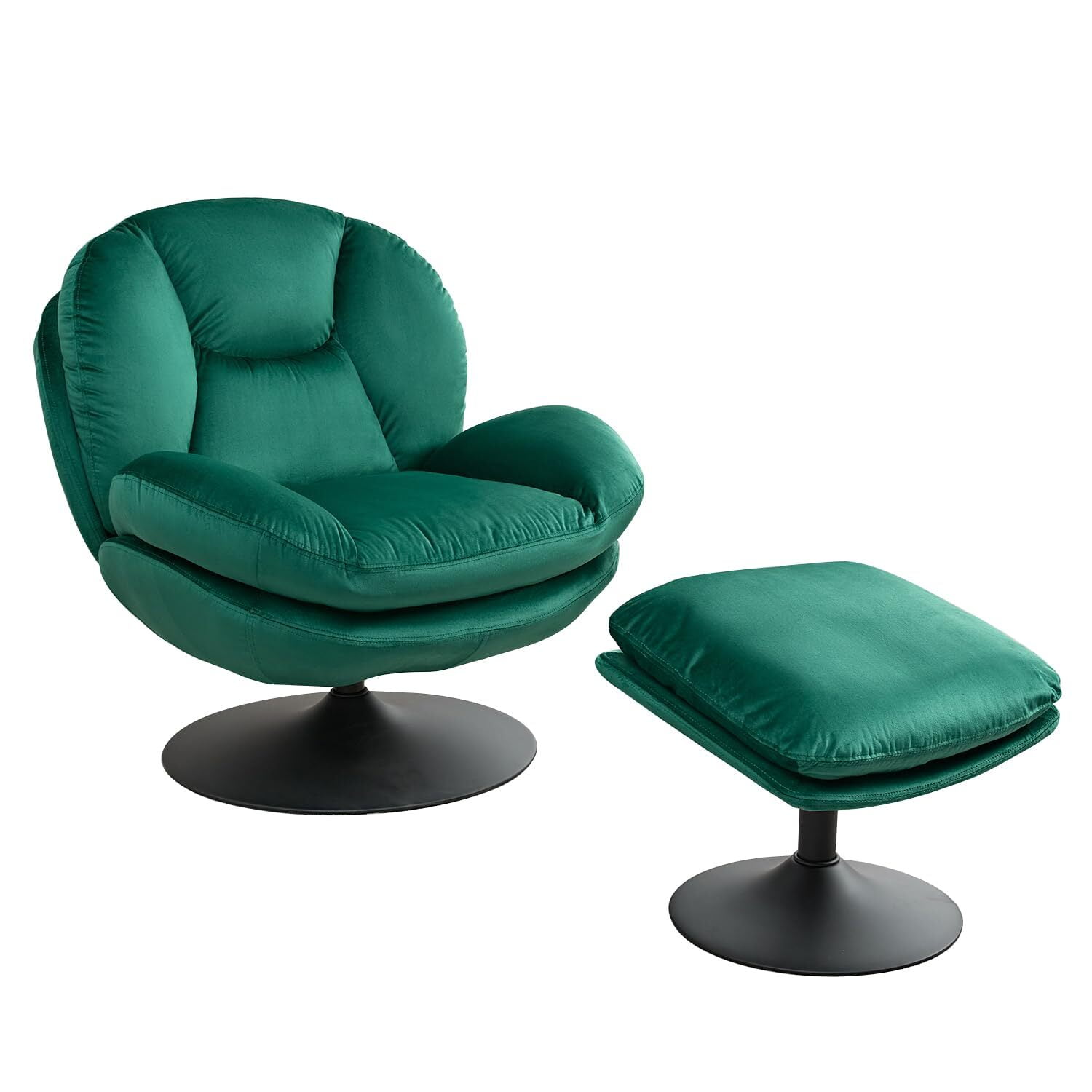 Othniel Green Velvet Swivel Accent Chair with Ottoman, Metal Base — free download