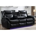 thumbnail image 1 of Othniel Power Reclining Couch Sofa with LED Light USB Port,Cup Holder,AC Outlet Faux Leather Black, 1 of 7