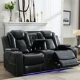 thumbnail image 1 of Othniel Power Reclining Loveseat Sofa with Bass Speaker,LED Light,USB Port,Cup Holder Black, 1 of 10