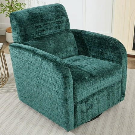 Othniel Swivel Glider Accent Chair Rocker Barrel Armchair with 360-Degree Swiveling Green