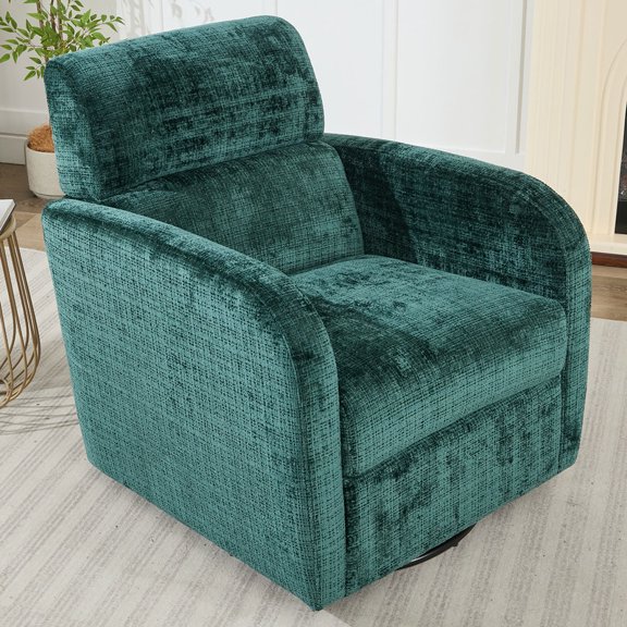 Othniel Swivel Glider Accent Chair Rocker Barrel Armchair with 360-Degree Swiveling Green