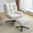 thumbnail image 1 of Othniel White Swivel Accent Chair with Ottoman Rocker Glider Chairs Ottoman Footrest Set, 1 of 10