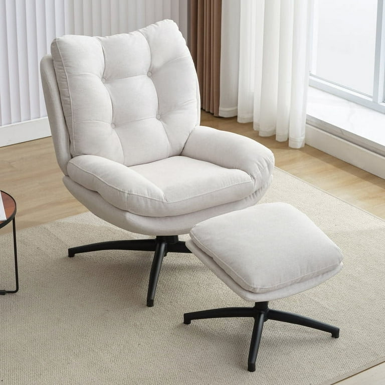 White chair and ottoman set discount