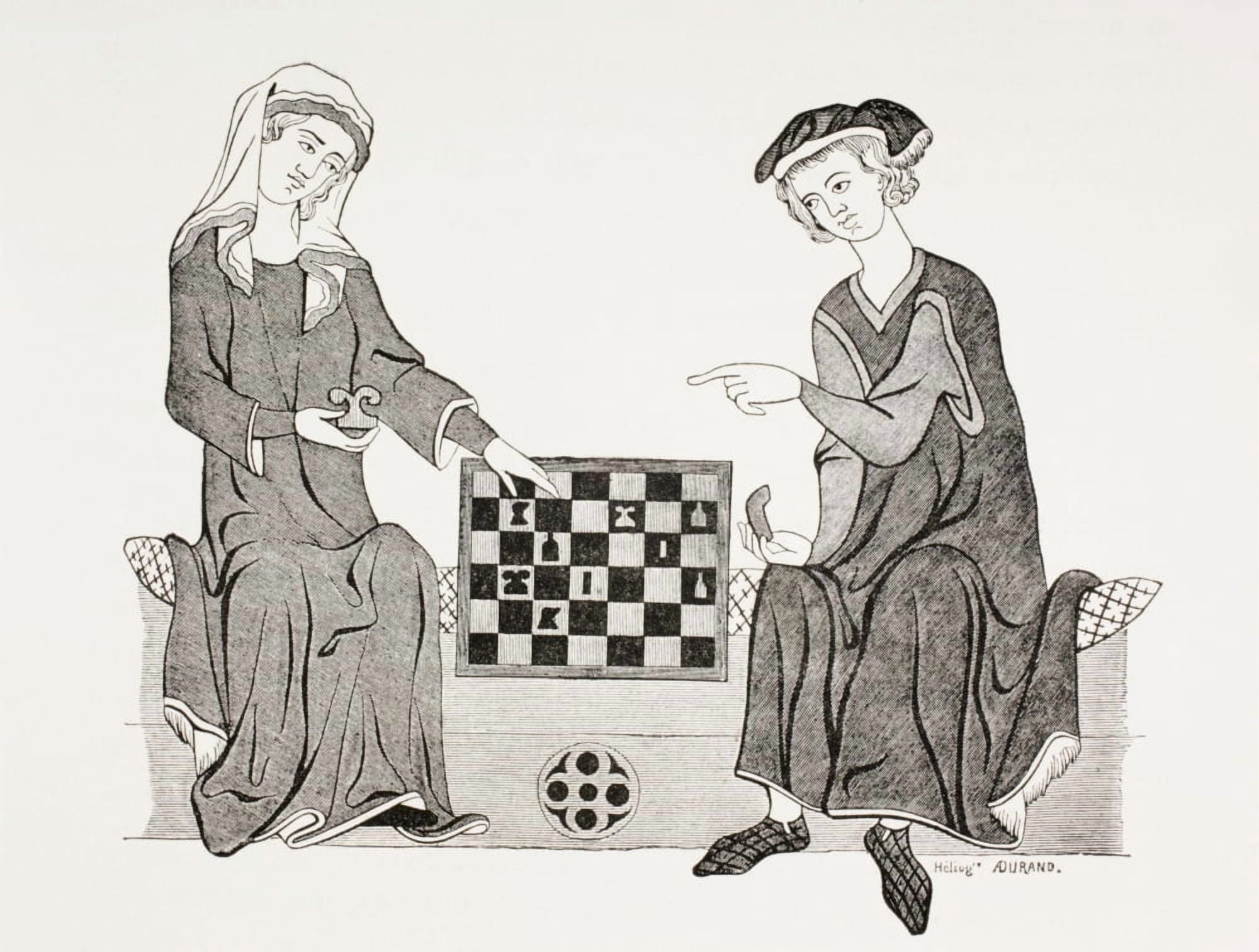 Othon Iv Marquis Of Brandebourg 1238 - 1308 Playing Chess With His Wife Hedwige De Habsbourg From Les Artes Au Moyen Age Published Paris 1873 Canvas Art - Ken Welsh Design Pics (34 x 24)