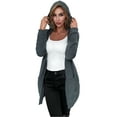 thumbnail image 1 of Othyroce Woman Open Front Cardigan Hooded Pocket Female Sweater S-XL, 1 of 8