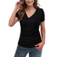 thumbnail image 1 of Othyroce Womens Tops Short Sleeve Blouses Faux Wrap Casual V Neck Tunics T-Shirts S-XXL, 1 of 4