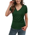 thumbnail image 1 of Othyroce Womens Tops Short Sleeve Blouses Faux Wrap Casual V Neck Tunics T-Shirts S-XXL, 1 of 4