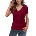 thumbnail image 1 of Othyroce Womens Tops Short Sleeve Blouses Faux Wrap Casual V Neck Tunics T-Shirts S-XXL, 1 of 4
