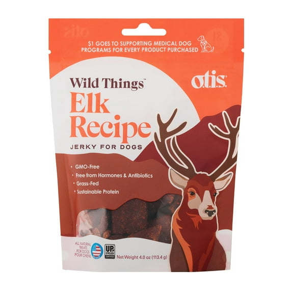 Wild Things Elk Recipe Jerky for Dogs – 4 oz – Soft Dog Treats with Elk as 1st