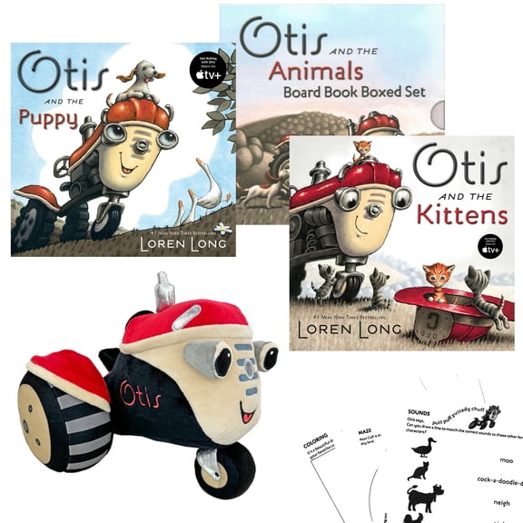 Otis Gift Set Includes Otis Board Books by Loren Long, Tractor Toy Plush, and Book Buddy Activity Pages (Inspires Compassion, Bravery, Friendship, and Imaginative Play)