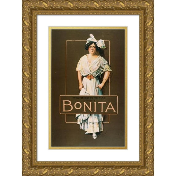 Otis Lithograph Co 16x24 Gold Ornate Framed and Double Matted Museum Art Print Titled - Mortimer M. Theise Presents Bonita (1910)