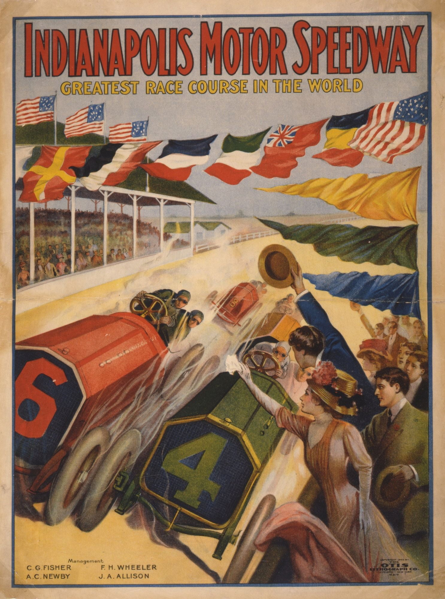 Otis Lithograph Co The Indianapolis Motor Speedway 1909 Canvas Art -  (24 x 36)