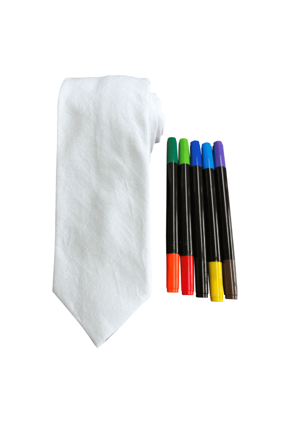 Blank DIY Tie, White Necktie Craft, Markers Included (Blank)