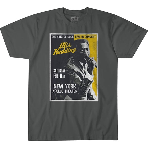 Otis Redding King of Soul Apollo Theatre Adult T-Shirt (XX-Large, Charcoal)