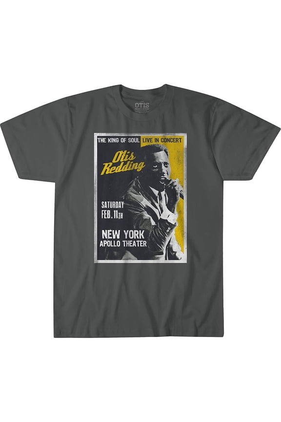 Otis Redding King of Soul Apollo Theatre Adult T-Shirt (XX-Large, Charcoal)