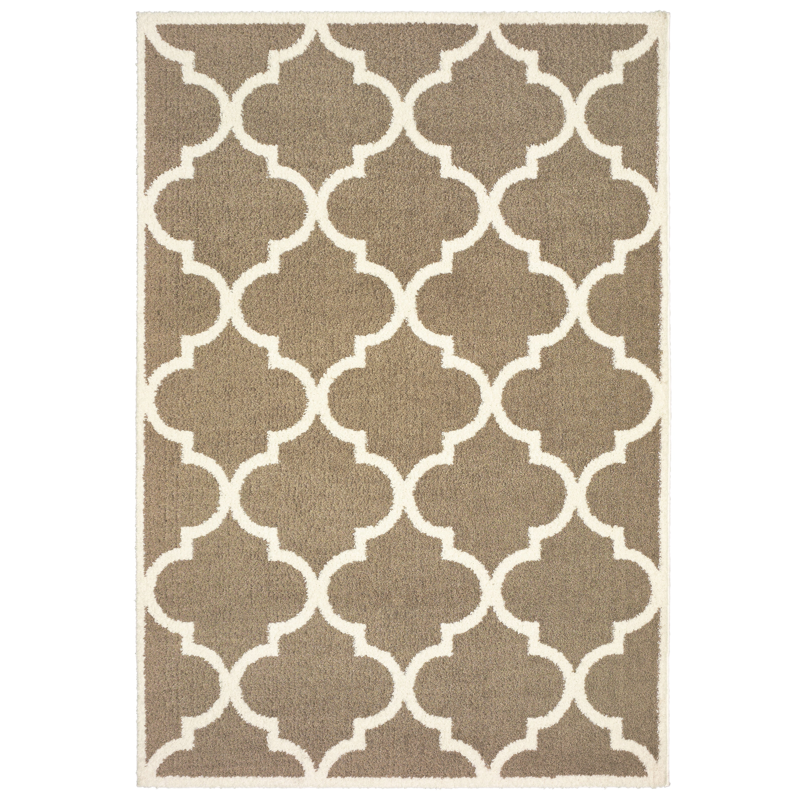 Otis Shag Geometric Area Rug, Taupe/ Ivory 1, 2' x 3'