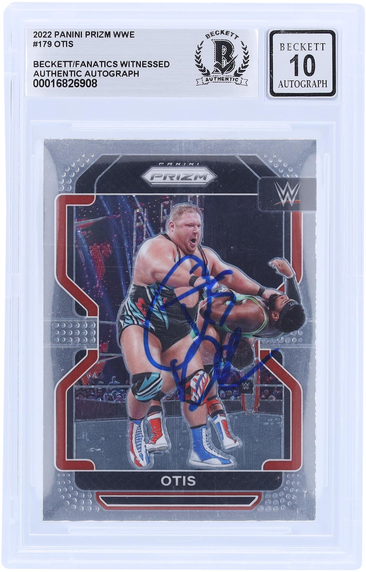 Otis WWE Autographed 2022 Panini Prizm #179 Beckett Fanatics Witnessed Authenticated 10 Card - Fanatics Authentic Certified