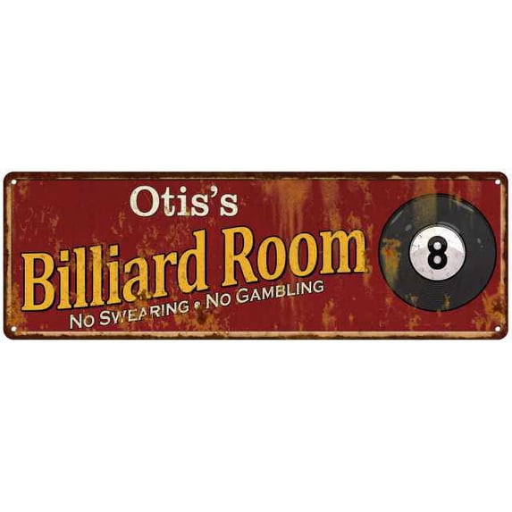 Otis's Billiard Room Red Sign Game Room Pool 8x24 108240008100